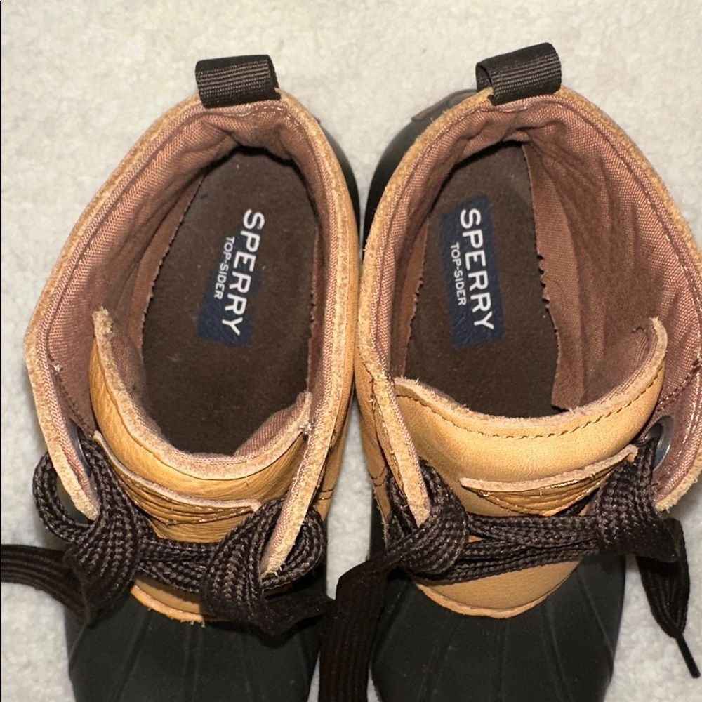 SPERRY 8 Saltwater 2-eye Tan Leather Brown Lace up Ankle Duck Boots - Picture 12 of 15